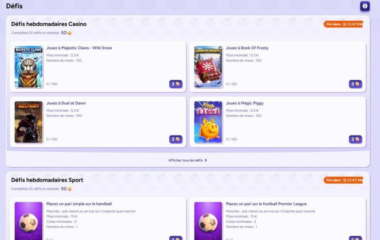 Spinbara Casino défis